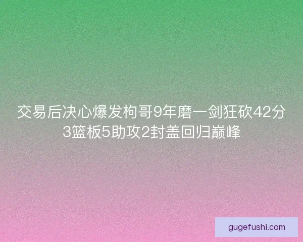 交易后决心爆发枸哥9年磨一剑狂砍42分3篮板5助攻2封盖回归巅峰