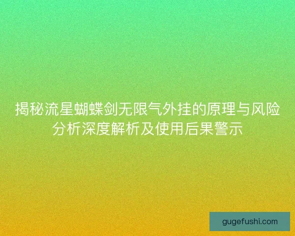 揭秘流星蝴蝶剑无限气外挂的原理与风险分析深度解析及使用后果警示 揭秘流星蝴蝶剑无限气外挂的原理与风险分析深度解析及使用后果警示