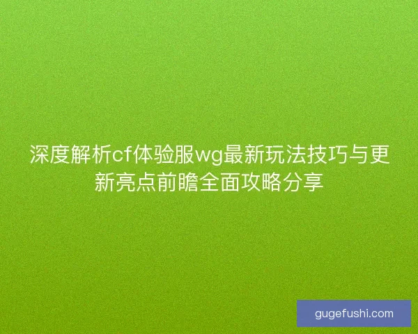 深度解析cf体验服wg最新玩法技巧与更新亮点前瞻全面攻略分享