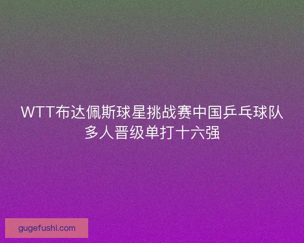 WTT布达佩斯球星挑战赛中国乒乓球队多人晋级单打十六强