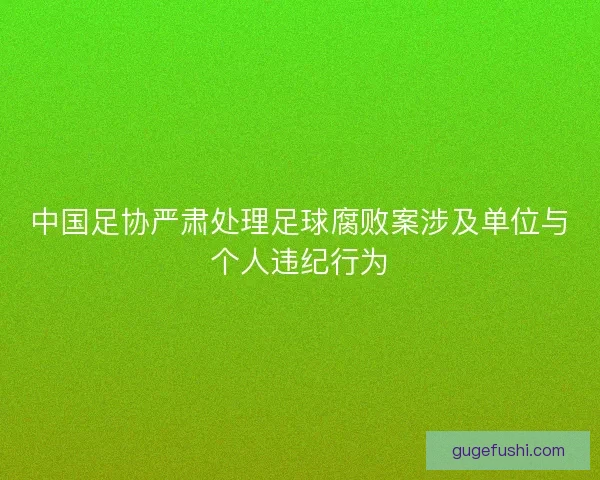 中国足协严肃处理足球腐败案涉及单位与个人违纪行为 中国足协严肃处理足球腐败案涉及单位与个人违纪行为